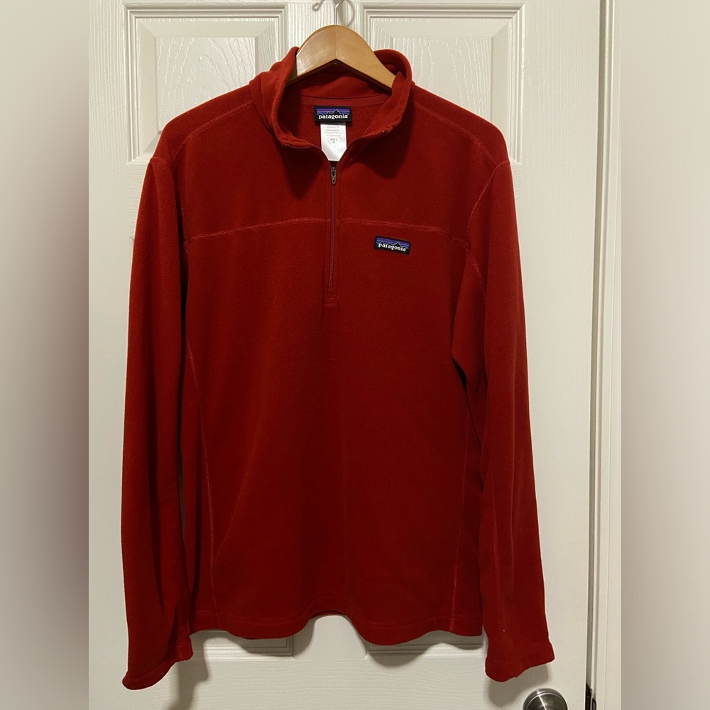 Patagonia Micro D 1/4 Zip Fleece Pullover Men’s M Red Lightweight Sweater